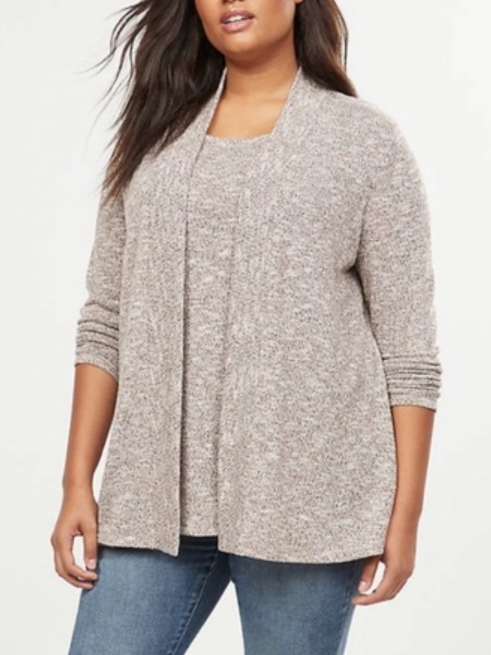 LANE BRYANT LONG SLEEVE OPEN FRONT METALLIC OVERPIECE CARDIGAN 22/24